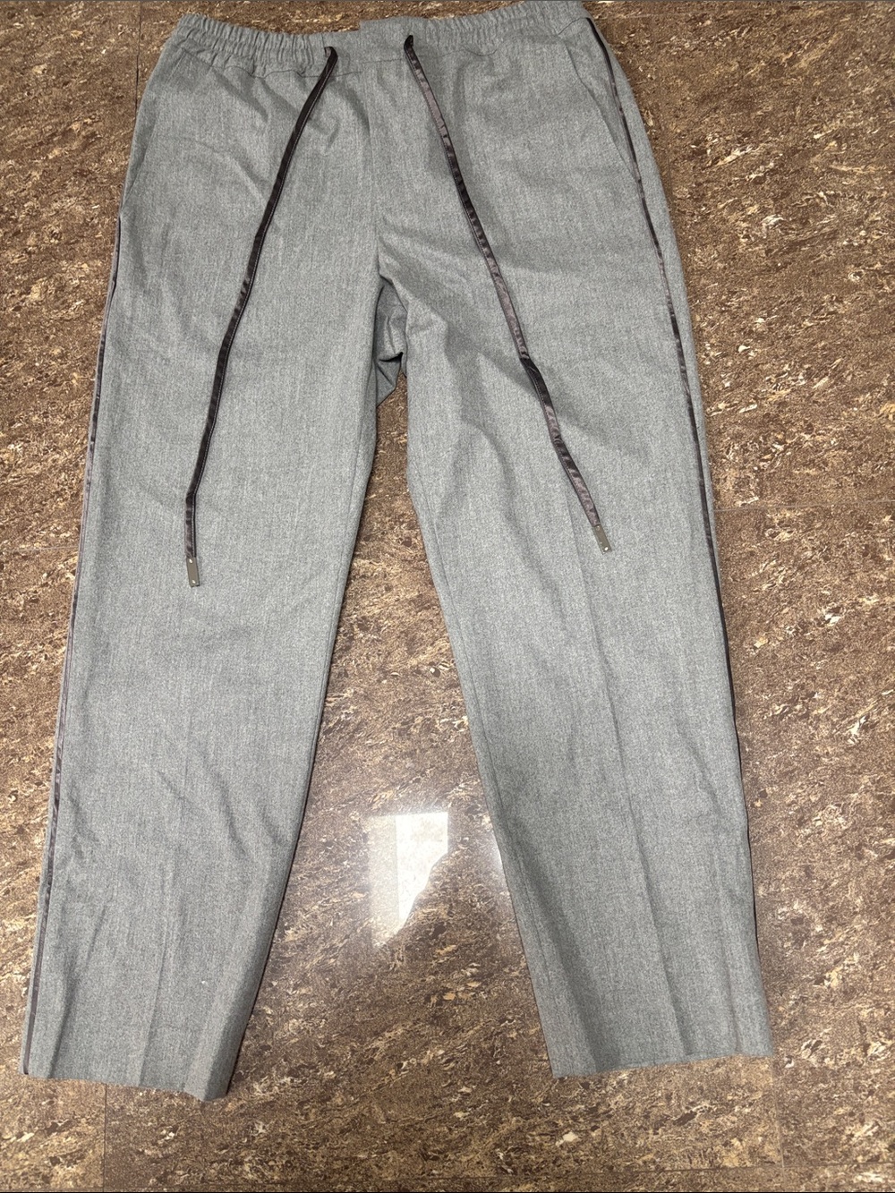 Halston Heritage Gray Drawstring Men’s Trousers